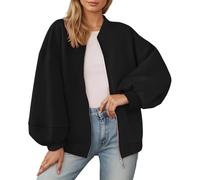 Chaqueta de entretiempo 2026 Chaqueta casual para mujer con cremallera, abrigo ligero de manga larga para la temporada de otoño, moda urbana cómoda, cortavientos deportivo con, Negro , XXL
