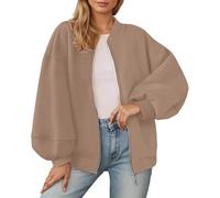 Chaqueta de entretiempo 2026 Chaqueta casual para mujer con cremallera, abrigo ligero de manga larga para la temporada de otoño, moda urbana cómoda, cortavientos deportivo con, caqui, XL