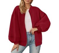 Chaqueta de entretiempo 2026 Chaqueta casual para mujer con cremallera, abrigo ligero de manga larga para la temporada de otoño, moda urbana cómoda, cortavientos deportivo con, rojo, S