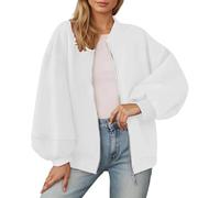 Chaqueta de entretiempo 2026 Chaqueta casual para mujer con cremallera, abrigo ligero de manga larga para la temporada de otoño, moda urbana cómoda, cortavientos deportivo con, Blanco, XL