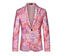 Chaqueta De Esmoquin Floral Para Hombre, Blazer Jacquard De Lujo Con Flores, Chaqueta Deportiva Ajustada Con Solapa De Muesca Y Un Botón, Chaqueta De Fiesta Para Invitados A Bodas Y Cenas, Rosa Xl