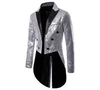 Chaqueta de Esmoquin para Hombre Chaqueta de Príncipe con Lentejuelas Brillantes Chaqueta de Manga Larga Disfraz Exterior Fiesta de Halloween Rendimiento del Club S-XXL Moda y Guapo