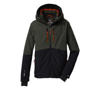 killtec Niños Chaqueta de esquí/chaqueta funcional con capucha y protección contra la nieve KSW 201 BYS SKI JCKT, dunkeloliv/schwarzblau/dunkelorange, 128, 43468-000