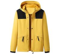 Chaqueta de esquí para niña, forro polar, resistente al viento, cálido, abrigo de invierno con capucha extraíble, piel sintética, abrigo de piel para mujer, amarillo, XXL