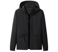 Chaqueta de esquí para niña, forro polar, resistente al viento, cálido, abrigo de invierno con capucha extraíble, piel sintética, abrigo de piel para mujer, Negro , L