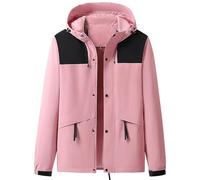 Chaqueta de esquí para niña, forro polar, resistente al viento, cálido, abrigo de invierno con capucha extraíble, piel sintética, abrigo de piel para mujer, Rosa., 4XL