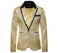 Chaqueta de fiesta casual Coat One Pailindem Top Charm Botón Hombre Ajuste Traje Hombre Abrigos & Chaquetas Hombre Niño, dorado, M