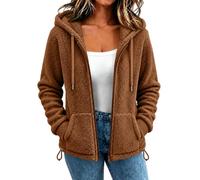 Chaqueta de forro polar con capucha para mujer, chaqueta de forro polar con | Abrigo de sherpa para mujer, chaquetas de invierno, abrigos de forro polar de felpa con bolsillo, chaqueta gruesa suave para