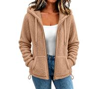 Chaqueta de forro polar con capucha para mujer, chaqueta de forro polar con | Abrigo de sherpa para mujer, chaquetas de invierno, abrigos de forro polar de felpa con bolsillo, chaqueta gruesa suave para