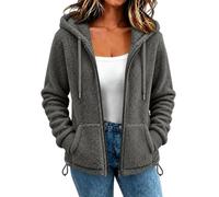 Chaqueta de forro polar con capucha para mujer, chaqueta de forro polar con | Abrigo de sherpa para mujer, chaquetas de invierno, abrigos de forro polar de felpa con bolsillo, chaqueta gruesa suave para