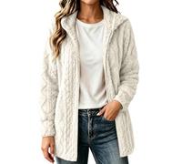 Chaqueta de forro polar con capucha para mujer, con cremallera completa | Abrigo de felpa larga de felpa con capucha frontal y cremallera frontal para otoño, clima frío, uso diario