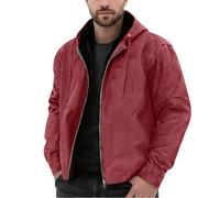 Chaqueta de forro polar con cremallera completa para hombre, cálida y | Chaquetas acolchadas térmicas de ajuste holgado de color liso, suave, térmica, cómoda, pesada, aislante para caminar y