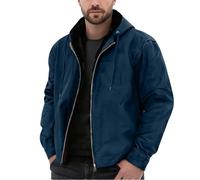 Chaqueta de forro polar con cremallera completa para hombre, cálida y | Chaquetas acolchadas térmicas de ajuste holgado de color liso, suave, térmica, cómoda, pesada, aislante para caminar y
