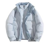 Chaqueta de forro polar con cremallera completa para hombre, cuello alto | Chaquetas de invierno para hombre, suaves, cálidas, cómodas, lisas, térmicas, ajuste holgado, casual, parka acolchado