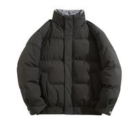 Chaqueta de forro polar con cremallera completa para hombre, cuello alto | Chaquetas de invierno para hombre, suaves, cálidas, cómodas, lisas, térmicas, ajuste holgado, casual, parka acolchado