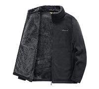 Chaqueta de forro polar con cremallera completa para hombre, cuello alto | Chaquetas de sherpa de color liso, suaves, cómodas, transpirables, térmicas, pesadas, aisladas para uso diario