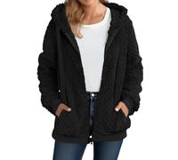 Chaqueta de forro polar con cremallera completa para mujer, abrigo polar | Sudadera con capucha de sherpa para mujer, abrigo de forro polar con cremallera, para invierno, cálido, con bolsillo
