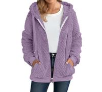 Chaqueta de forro polar con cremallera completa para mujer, abrigo polar | Sudadera con capucha de sherpa para mujer, abrigo de forro polar con cremallera, para invierno, cálido, con bolsillo