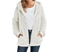 Chaqueta de forro polar con cremallera completa para mujer, abrigo polar | Sudadera con capucha de sherpa para mujer, abrigo de forro polar con cremallera, para invierno, cálido, con bolsillo