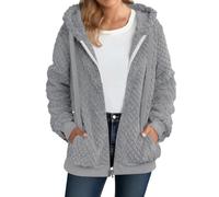 Chaqueta de forro polar con cremallera completa para mujer, abrigo polar | Sudadera con capucha de sherpa para mujer, abrigo de forro polar con cremallera, para invierno, cálido, con bolsillo