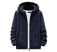 Chaqueta de forro polar con cremallera para hombre, sudadera con capucha para hombre, casual, ligera, vintage, chaqueta casual con capucha, chaqueta de forro polar con bolsillos, jersey liso, azul