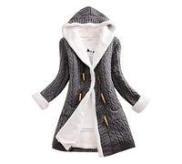 Chaqueta de forro polar de punto para mujer con capucha, abrigo de punto largo grueso XXL, chaqueta de forro polar, tallas grandes, cárdigans con botones, jersey de punto de malla gruesa, abrigo de