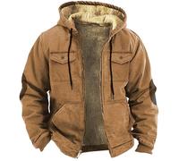 Chaqueta de forro polar para hombre, chaqueta de invierno para hombre, cálida, vintage, bolsillo de ante forrada con cremallera, abrigo corto, chaqueta, parka, monocolor, ropa de invierno, chaqueta de