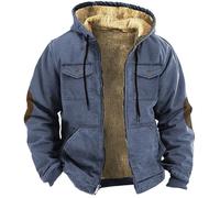 Chaqueta de forro polar para hombre, chaqueta de invierno para hombre, cálida, vintage, bolsillo de ante forrada con cremallera, abrigo corto, chaqueta, parka, monocolor, ropa de invierno, chaqueta de