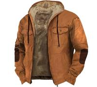 Chaqueta de forro polar para hombre, chaqueta de invierno para hombre, cálida, vintage, bolsillo de ante forrada con cremallera, abrigo corto, chaqueta, parka, monocolor, ropa de invierno, chaqueta de