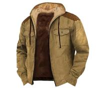 Chaqueta de forro polar para hombre, chaqueta de invierno para hombre, cálida, vintage, bolsillo de ante forrada con cremallera, abrigo corto, chaqueta, parka, monocolor, ropa de invierno, chaqueta de