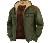Chaqueta de forro polar para hombre, chaqueta de invierno para hombre, cálida, vintage, bolsillo de ante forrada con cremallera, abrigo corto, chaqueta, parka, monocolor, ropa de invierno, chaqueta de