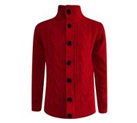 Chaqueta de forro polar para hombre, chaqueta tradicional para hombre, cuello alto con botón, cárdigans Slim Fit para hombre, jersey de punto grueso, chaqueta de invierno para hombre, chaqueta de