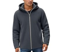 Chaqueta de forro polar para hombre, color liso, chaqueta de felpa, cuello alto, sudadera de invierno, chaqueta de entretiempo cálida con cremallera, chaqueta de invierno para hombres, sudadera