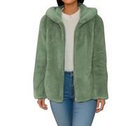Chaqueta de forro polar para mujer, cálida, chaqueta con capucha para mujer, de felpa de manga larga, con cremallera, parte superior suave, forro polar de peluche, sudadera para el tiempo libre