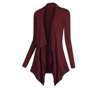 Chaqueta de forro polar para mujer, chaqueta de entretiempo fina de punto monocolor, cascada, manga larga, frente abierto, chaqueta de otoño, chaqueta de manga larga, cárdigan de punto para mujer