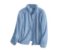 Chaqueta de forro polar para mujer, chaquetas de invierno de forro polar para mujer del Reino Unido, mangas largas, cuello de pie, blusas túnica para mujer, ropa exterior, cremallera completa
