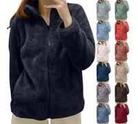 Chaqueta de forro polar para mujer, chaquetas de invierno de forro polar para mujer del Reino Unido, mangas largas, cuello de pie, blusas túnica para mujer, ropa exterior, cremallera completa
