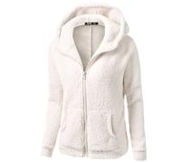 Chaqueta de forro polar para mujer con capucha, chaqueta de peluche para mujer, cuello alto, chaqueta de felpa con cremallera, para el tiempo libre, chaqueta de invierno monocolor, cálido, elegante