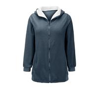 Chaqueta de forro polar para mujer con capucha, larga, chaqueta de invierno para mujer, cálida, mullida, monocolor, abrigo de invierno con bolsillos y cremallera, chaqueta de otoño con capucha