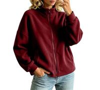 Chaqueta de forro polar para mujer con cuello y cremallera completa | Abrigo de forro polar ligero con cremallera frontal y cuello alto falso, chaqueta clásica de forro polar cálido para otoño