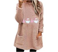 Chaqueta de forro polar para mujer, sudadera con capucha mullida para damas de honor, otoño e invierno, sudadera térmica con capucha de felpa para regalos de Navidad, rosa, 3XL
