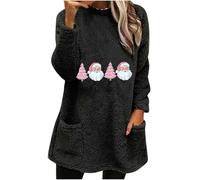 Chaqueta de forro polar para mujer, sudadera con capucha mullida para damas de honor, otoño e invierno, sudadera térmica con capucha de felpa para regalos de Navidad, Negro, 3XL