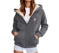 Chaqueta de forro polar pesada para mujer, de invierno, con frente abierto, acogedora, cálida, tela suave, actividades al aire libre, gris, XXL