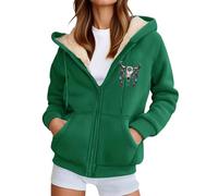 Chaqueta de forro polar pesada para mujer, de invierno, con frente abierto, acogedora, cálida, tela suave, actividades al aire libre, verde, 4XL