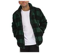 Chaqueta de forro polar tipo oso para hombre, súper suave, de sherpa, chaqueta acolchada con cremallera completa, abrigo cálido de invierno, color sólido, abrigo largo, cuello alto, manga larga