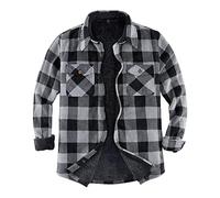 Chaqueta de franela con forro de borreguillo cálido para hombre (toda la chaqueta con forro de borreguillo), gris, X-Large
