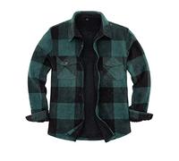 Chaqueta de franela con forro de borreguillo cálido para hombre (toda la chaqueta con forro de borreguillo), Verde (Green Plaid), X-Large