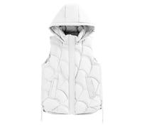 Chaqueta de gato para hombre Down Cotton Waistcoat para mujer, otoño y invierno, Shoulders Stand Up Collar Short Of Jacket Hundred Cotton Vest Coat chaleco con capucha para hombre, blanco, XXXL