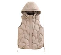 Chaqueta de gato para hombre Down Cotton Waistcoat para mujer, otoño y invierno, Shoulders Stand Up Collar Short Of Jacket Hundred Cotton Vest Coat chaleco con capucha para hombre, caqui, L
