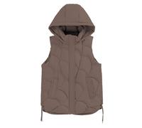 Chaqueta de gato para hombre Down Cotton Waistcoat para mujer, otoño y invierno, Shoulders Stand Up Collar Short Of Jacket Hundred Cotton Vest Coat chaleco con capucha para hombre, café, L